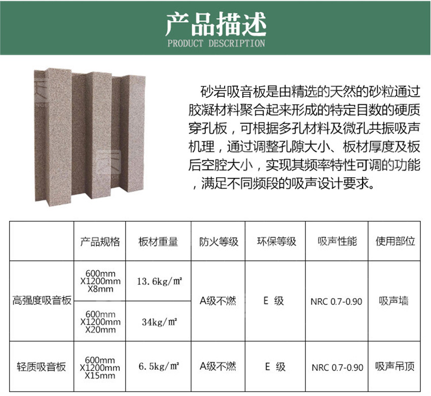 砂巖吸音板產(chǎn)品描述 砂巖吸音板產(chǎn)品描述