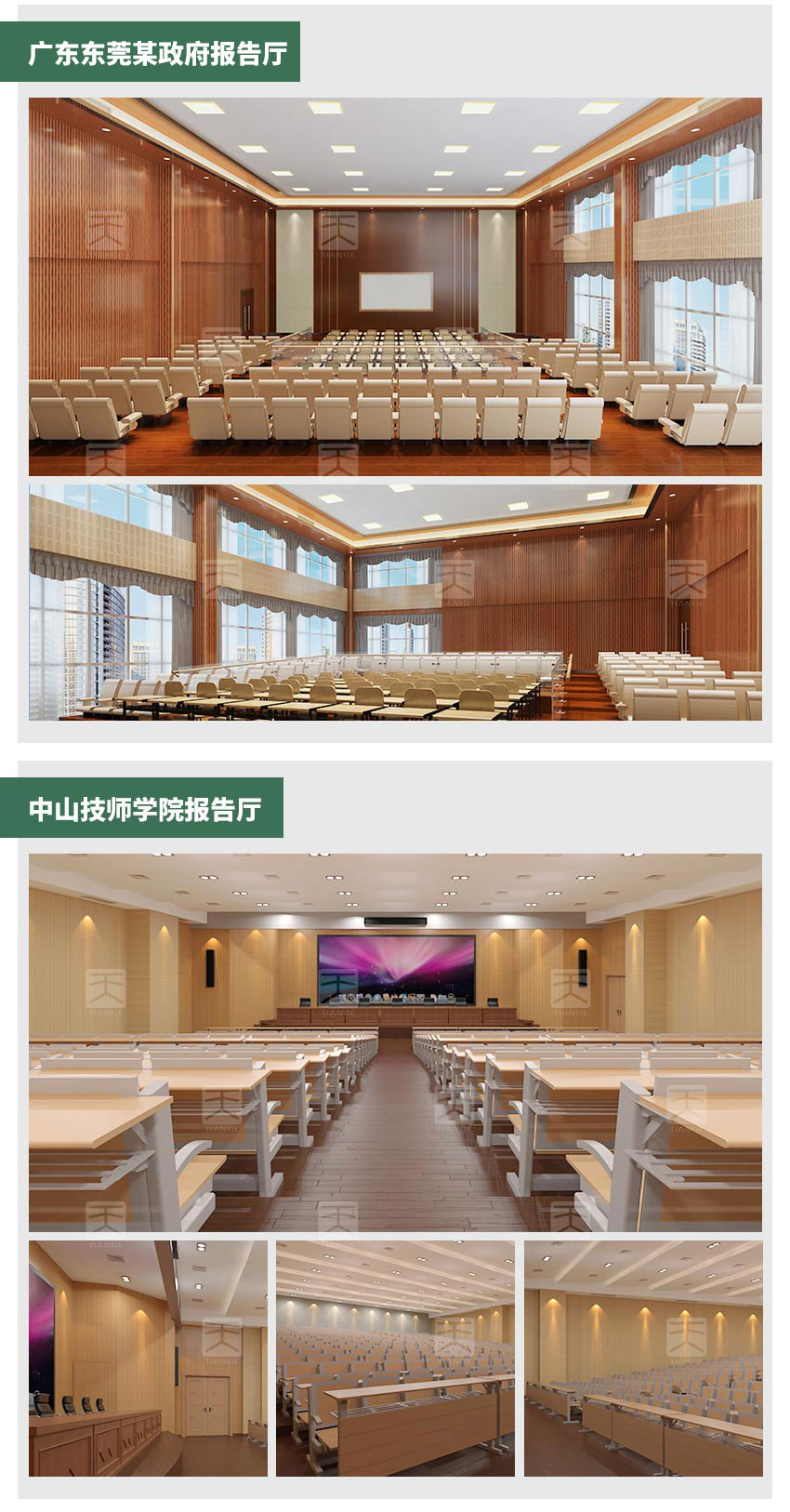 多功能廳槽木吸音板學校工程案例