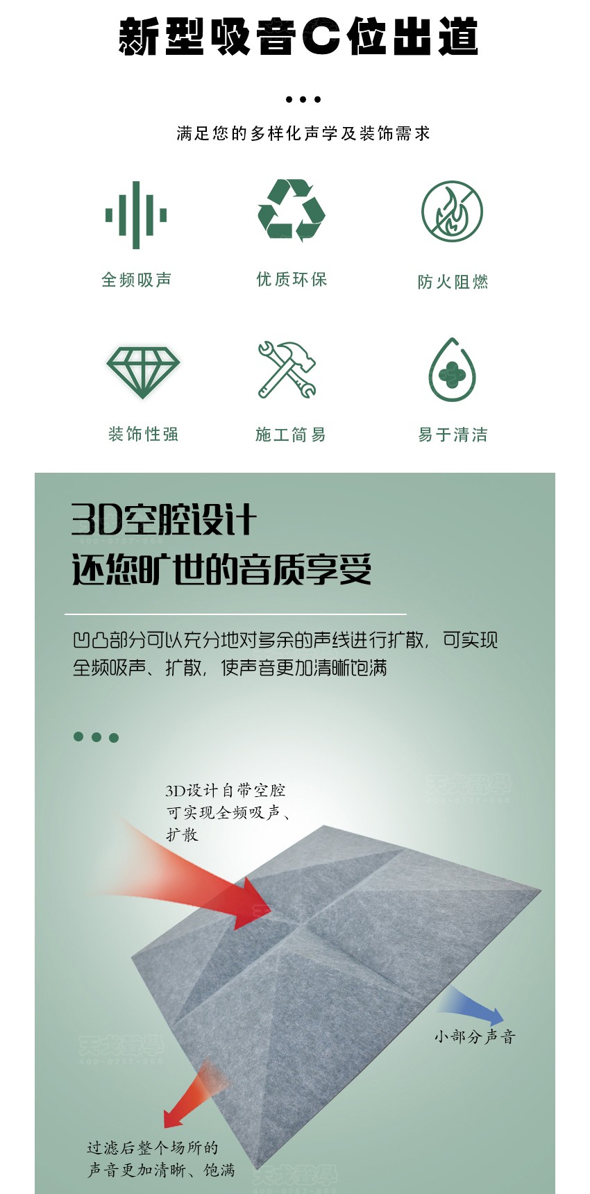 3D菱形聚酯纖維吸音板特點(diǎn)