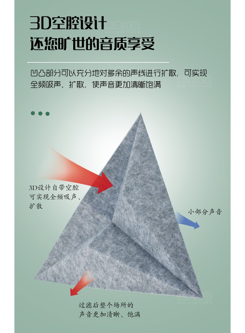三棱聚酯纖維吸音板3D空腔 三棱聚酯纖維吸音板3D空腔